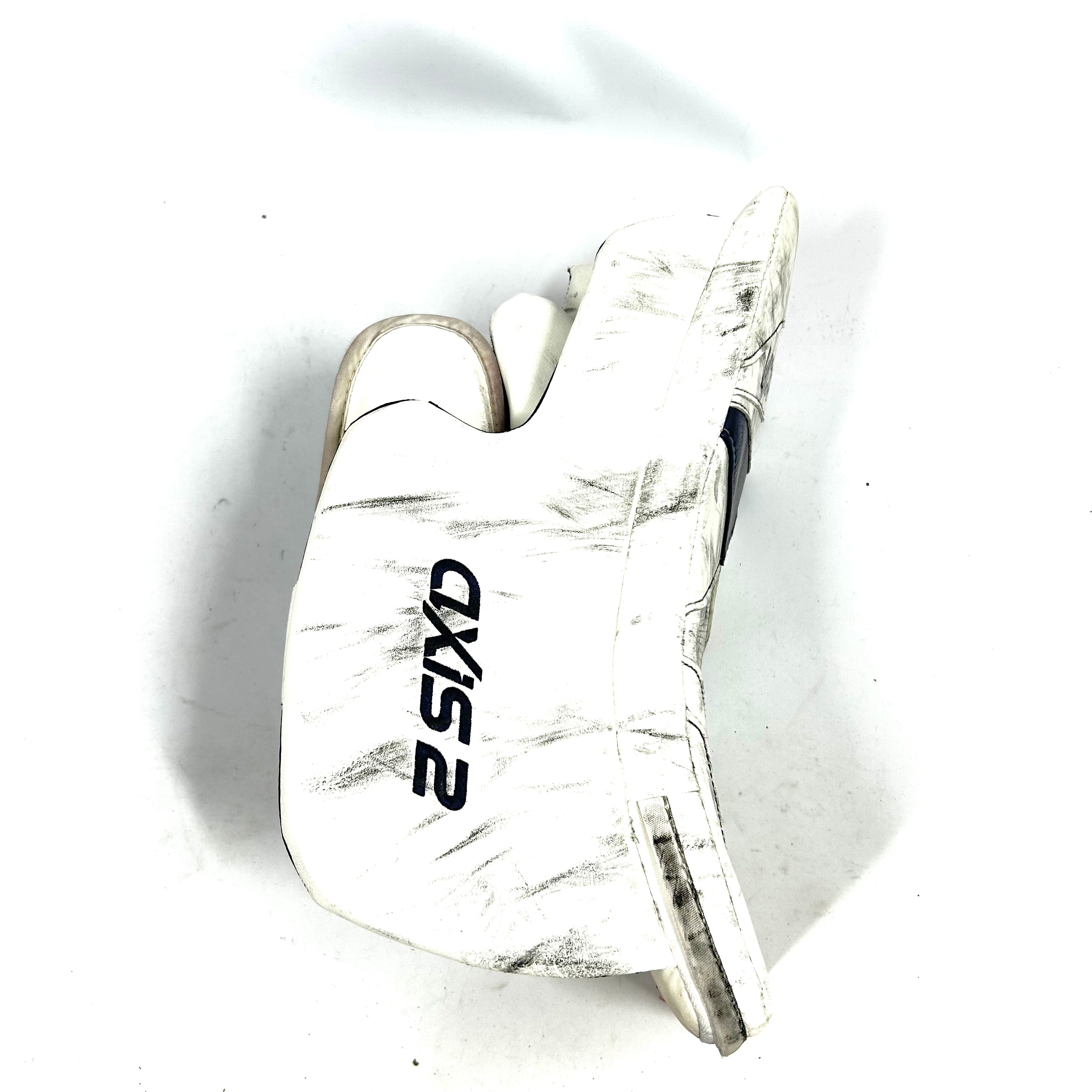 CCM Axis 2 - Bloqueur de gardien de but AHL Pro Stock d'occasion (blanc/bleu marine)